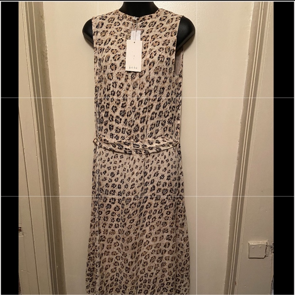 COPY - Joie Corrin Silk Cheetah Leopard Waist Tie Midi Dress Xs Casual
